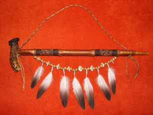 Peace pipe Rawhide Wrapped