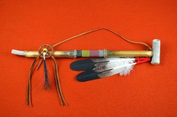 Rawhide wrapped Peace pipe